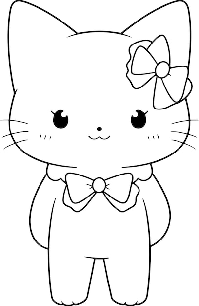 Illustrazione del vettore del gatto libro da colorare gatto bianco e nero o pagina per bambini