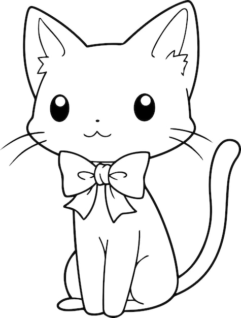 Cat vector illustration Black and white Cat coloring book or page for children