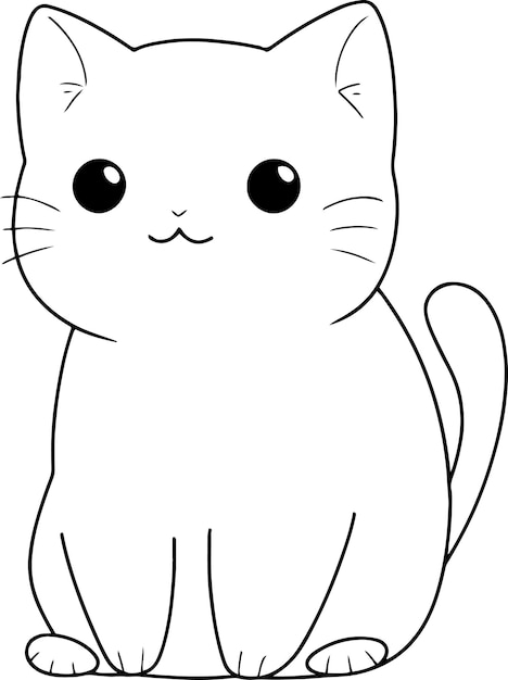 Cat vector illustration Black and white Cat coloring book or page for children