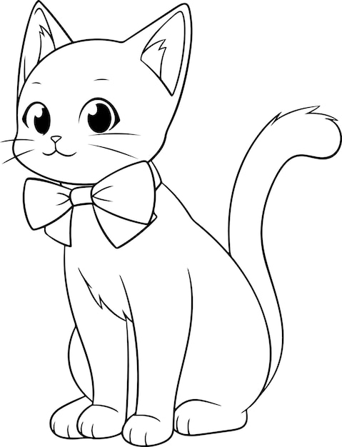 Cat vector illustration Black and white Cat coloring book or page for children