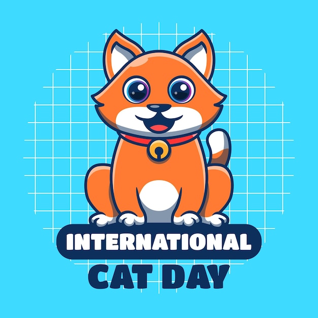 Cat vector illustration on international cat day