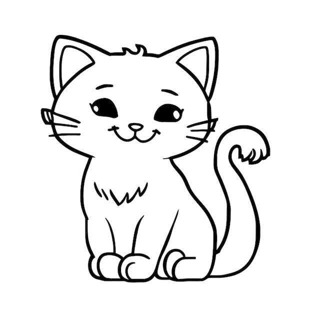 cat vector illustration line art