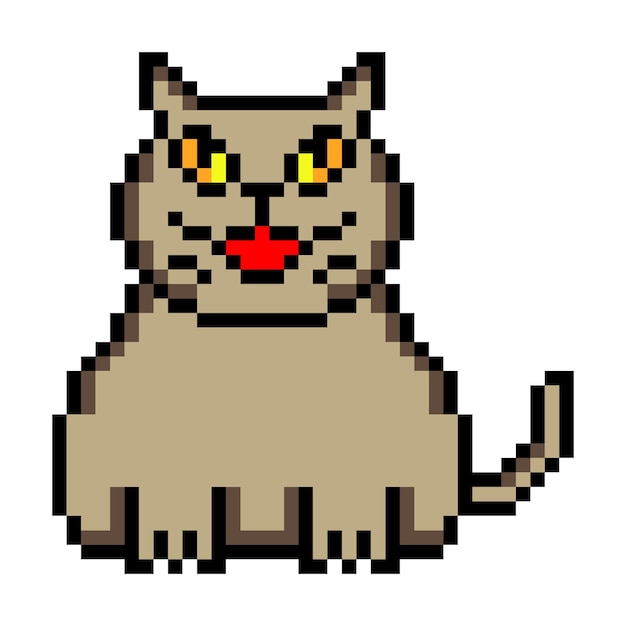 Cat vector illustration in pixel art.