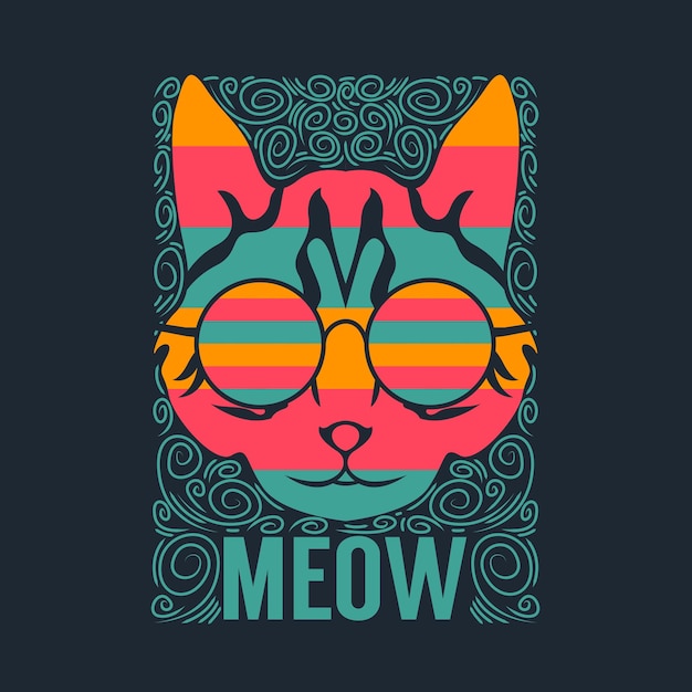 Vector cat vector illustration for t shirt design and print