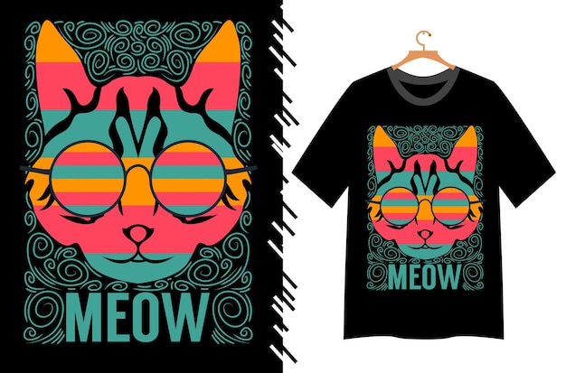 T 셔츠 디자인 및 인쇄용 고양이 벡터 그림