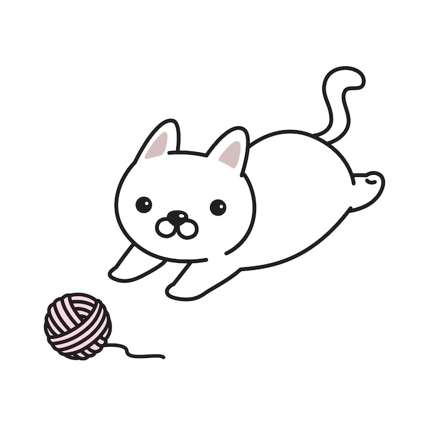 Cat vector kitten yarn ball cartoon