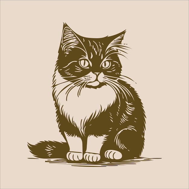 Cat vector monochroom