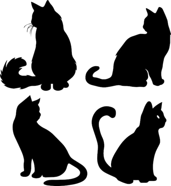 Cat Vector Silhouette Group