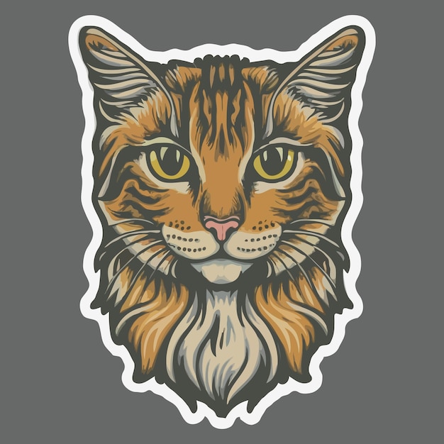 Vector cat vintage style sticker tshirt design