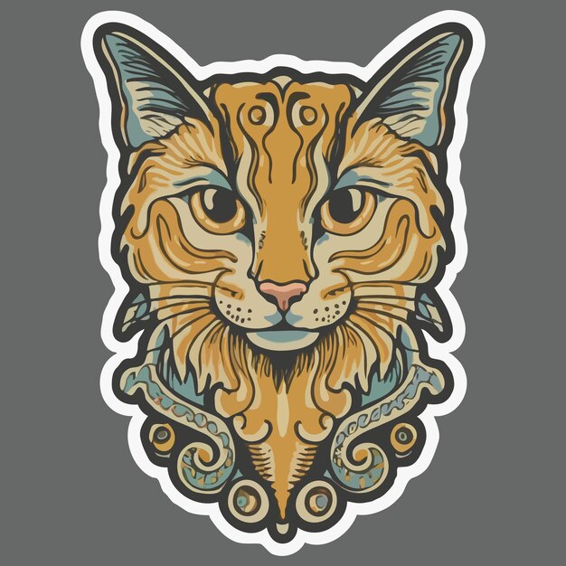 cat vintage style sticker tshirt design