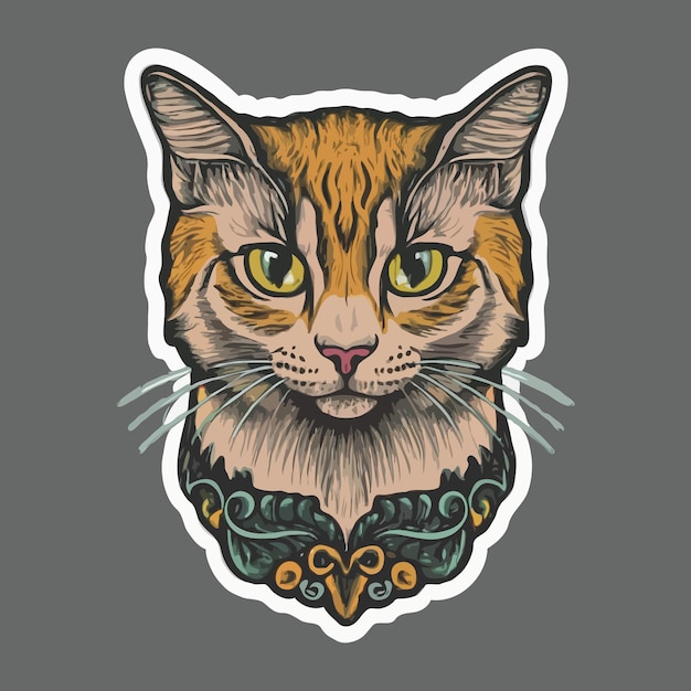 cat vintage style sticker tshirt design