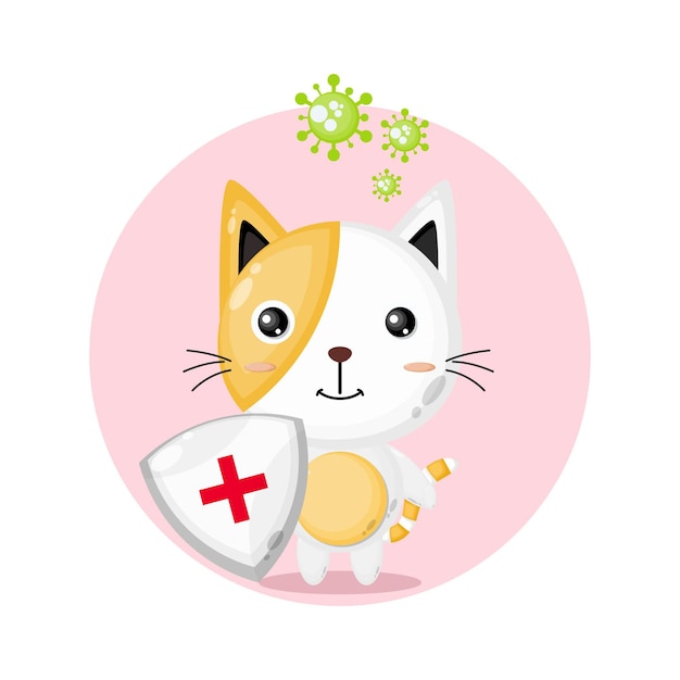 Logo del personaggio della mascotte della protezione antivirus del gatto