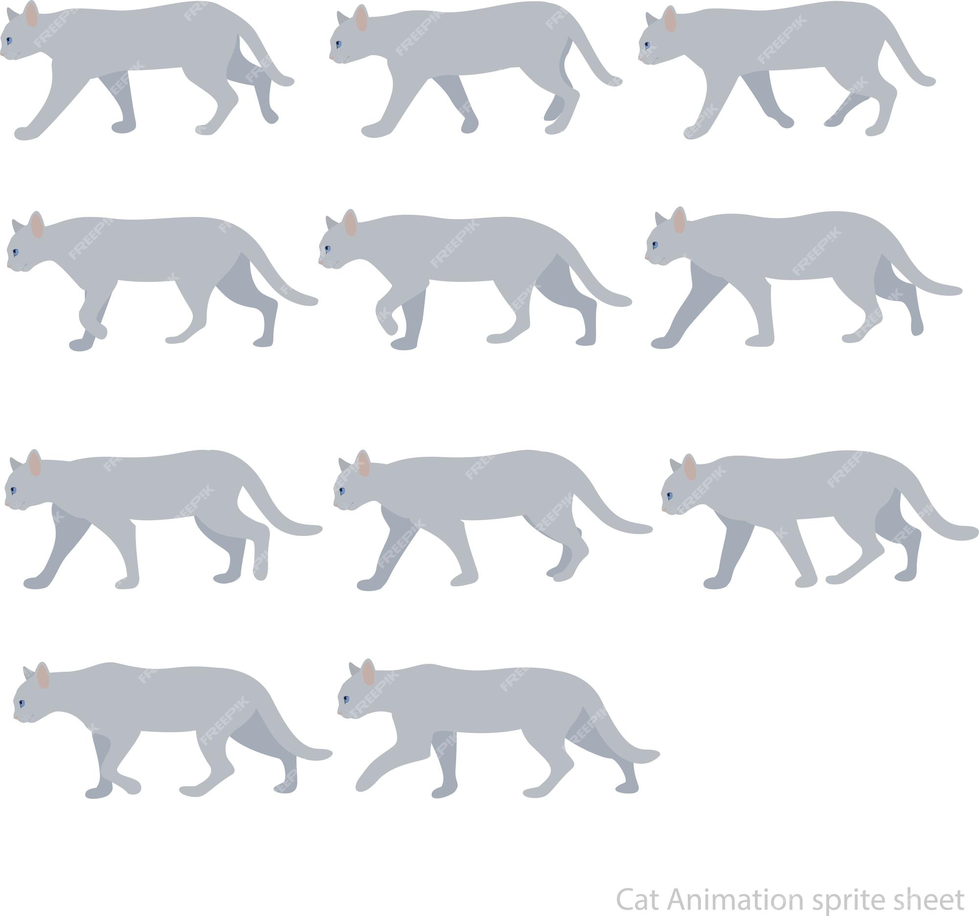 Premium Vector | Cat walk - animation sprite sheet, walk cycle animation  sequence, animation frames