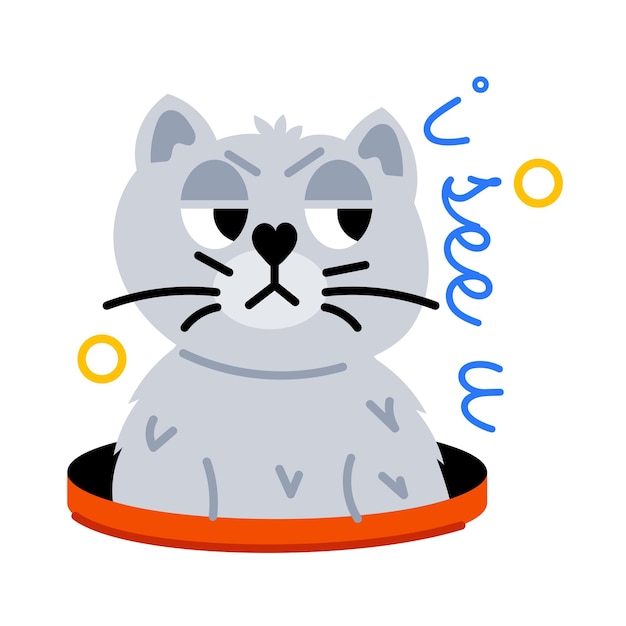 Vector cat watching with bored face flat sticker