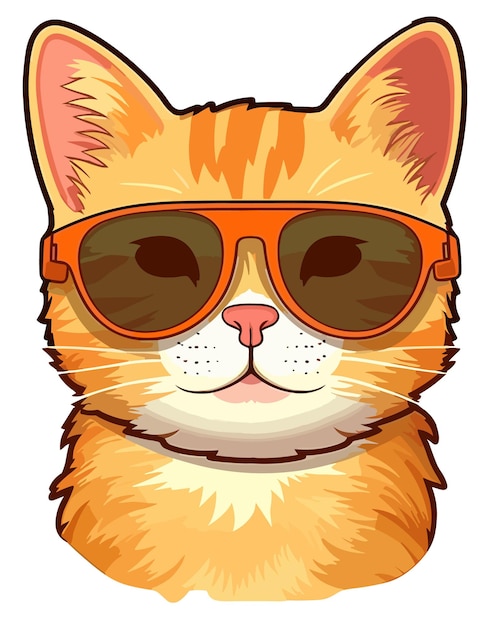 고양이 착용 선글래스 가와이이 귀여운 스티커