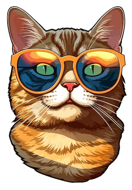 Cat wear sunglass kawaii cute sticker