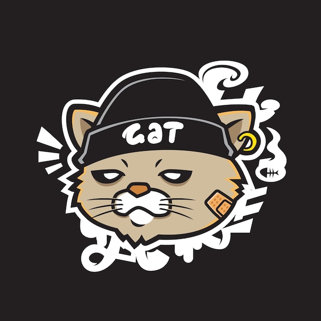 Vector cat wearing beanie hat