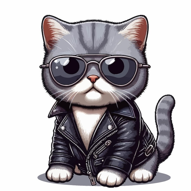 cat wearing leather jacket