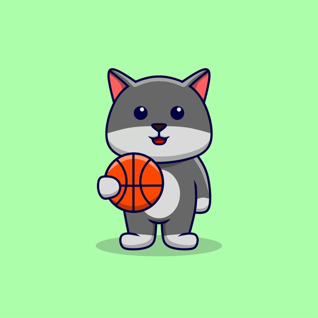 Gatto con pallacanestro