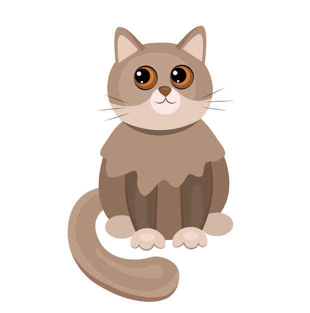 Vector cat with big eyes on white background