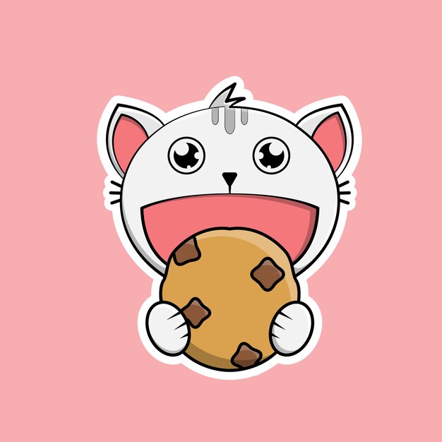 Vector cat with biscuit