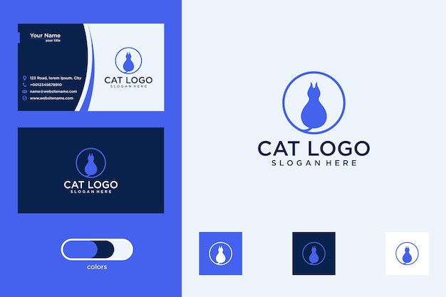 Gatto con logo circolare e biglietto da visita