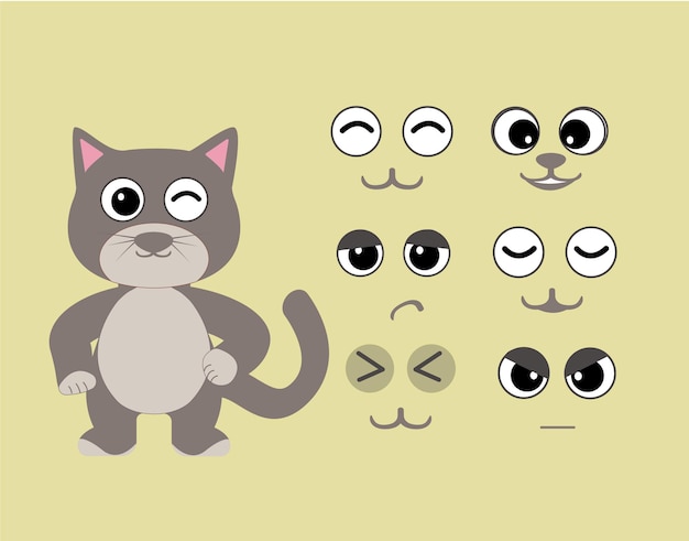 Vector cat with different emotions