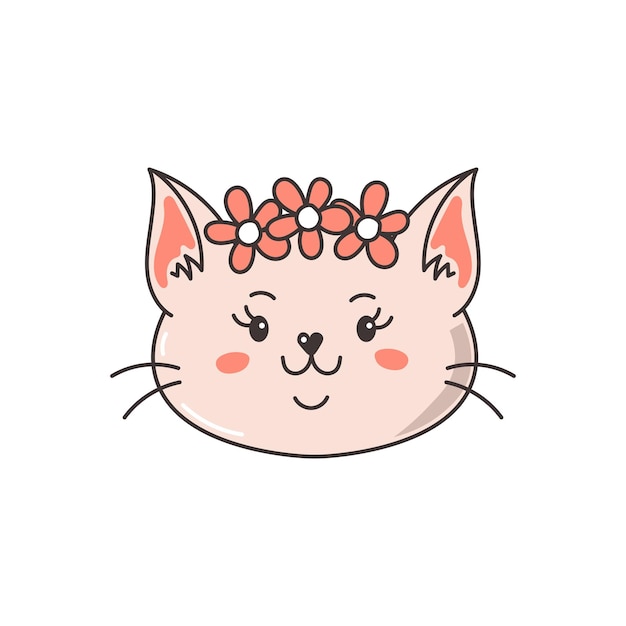 花の花輪を持つ猫