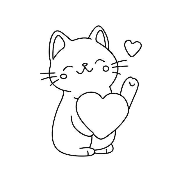 Vettore gatto con l'amore line art