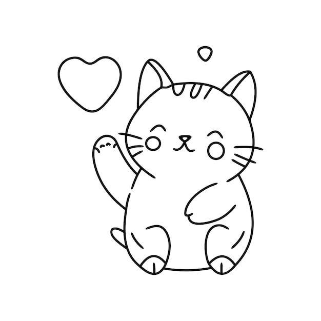 Vettore gatto con l'amore line art