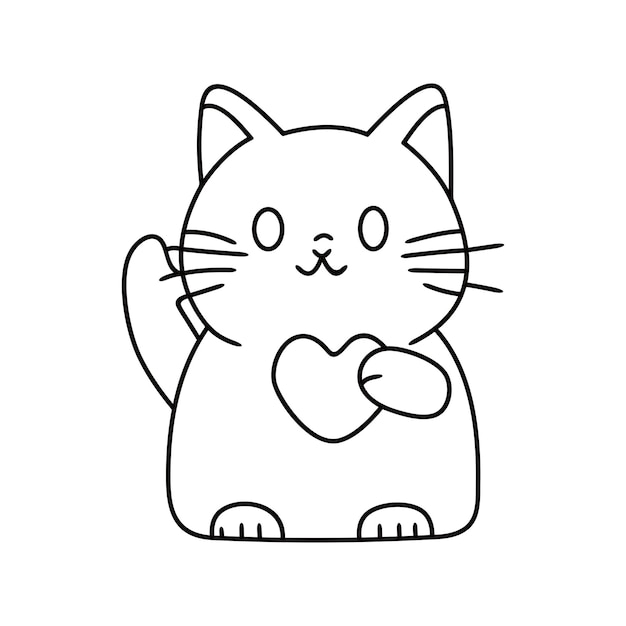 Vettore gatto con l'amore line art