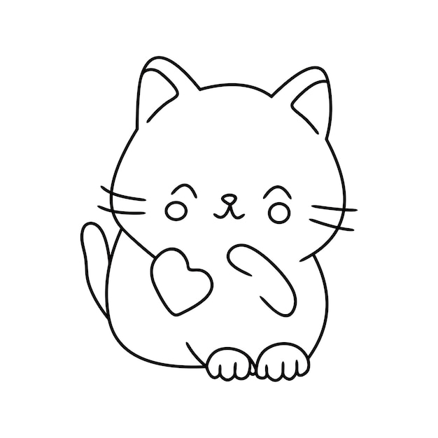 Vettore gatto con l'amore line art