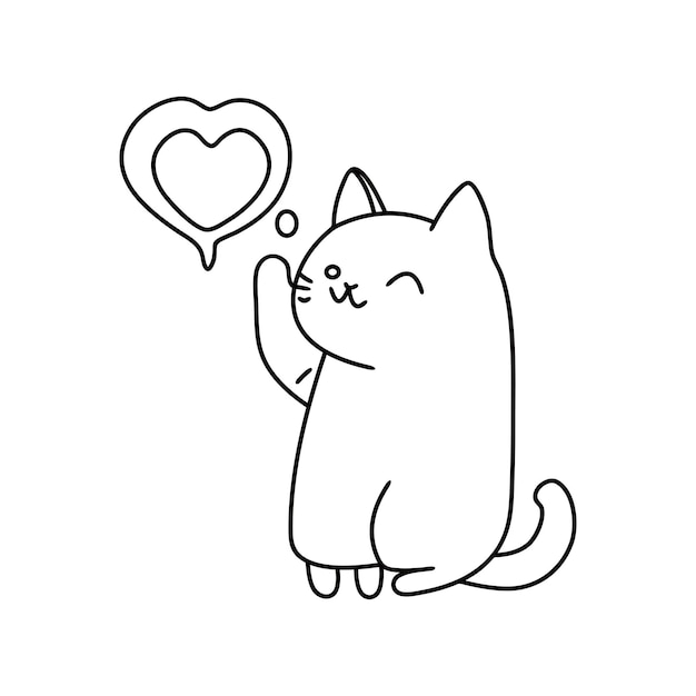 Vettore gatto con l'amore line art