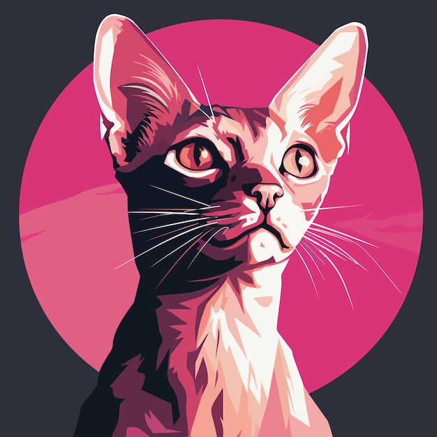 Cat With Pink Circle Background