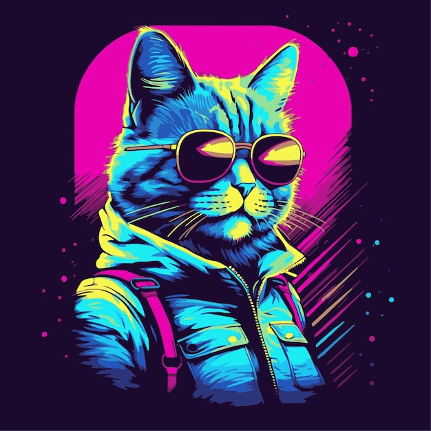 cat with pop art style