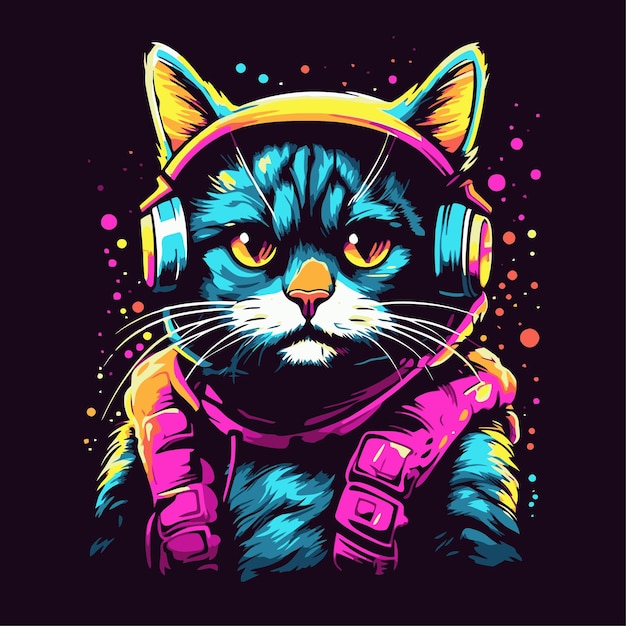 Vector cat with pop art style