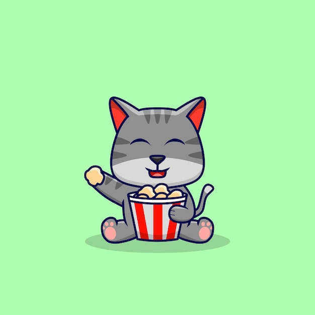 Cat with popcorn