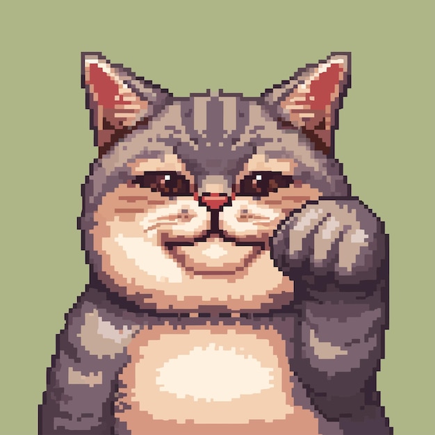 Vector cat_with_thumb_up_pixel_art_meme_vector