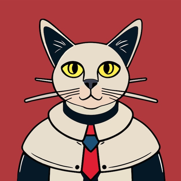 a cat with a tie that says'cat'on it