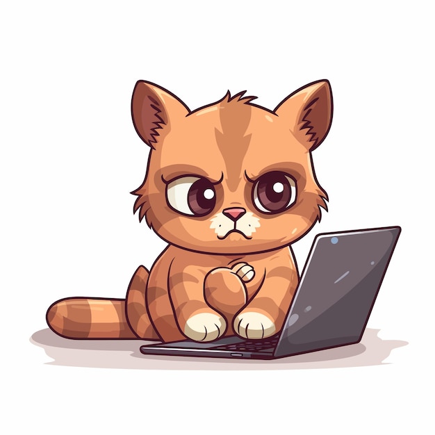 Вектор cat_working_on_phone_sticker (работающий на телефоне)