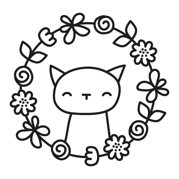 Cat wreath vector illustration