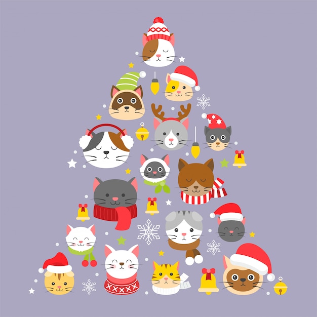 猫のクリスマスパターンと背景