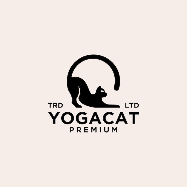 Cat yoga posa logo vintage icon yoga