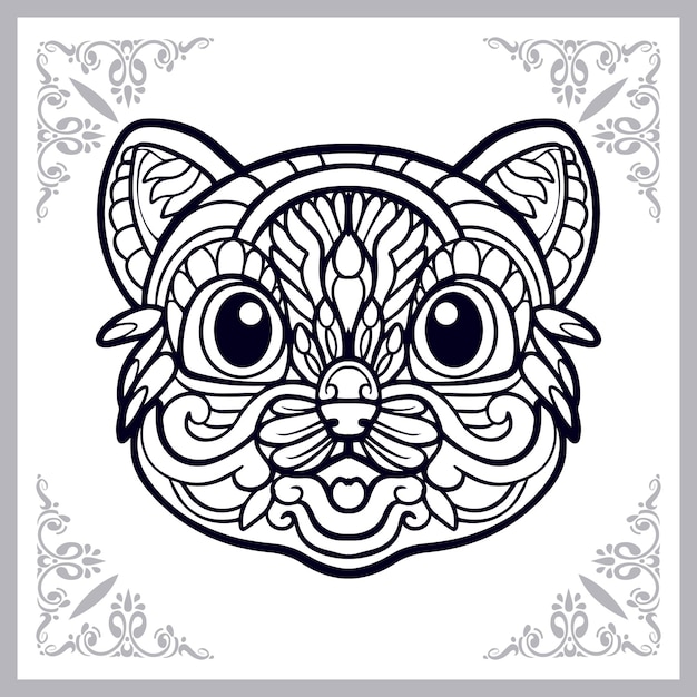 Cat zentangle arts isolated on white background