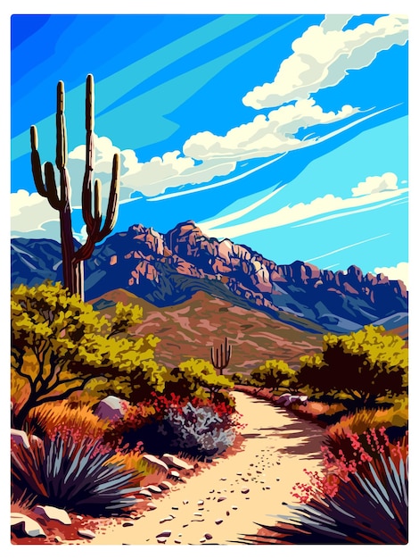 Catalina state park arizona poster di viaggio vintage cartolina souvenir ritratto dipinto illustrazione