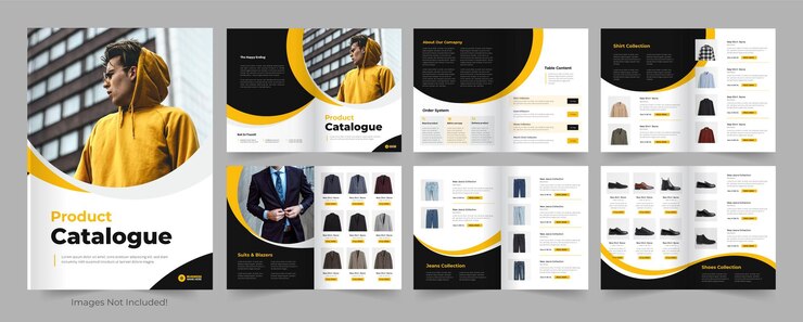 Vector catalog design multipurpose catalog template with cover back and inside pages