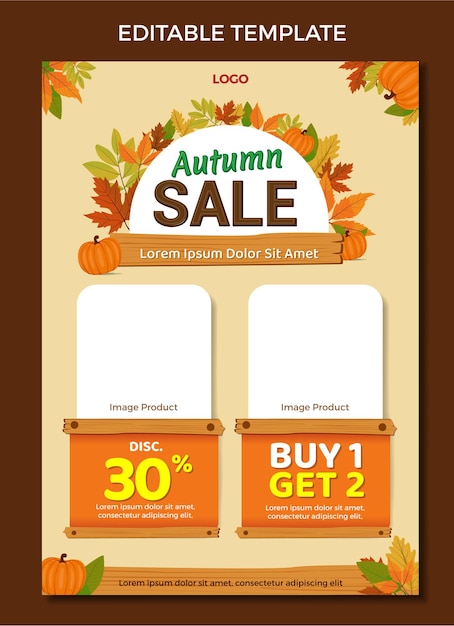 Catalogo mailer design template autumn sale vector