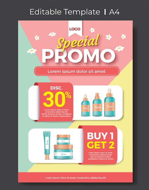 Catalogue Mailer Design Template Editable Beauty Product Pastel Theme