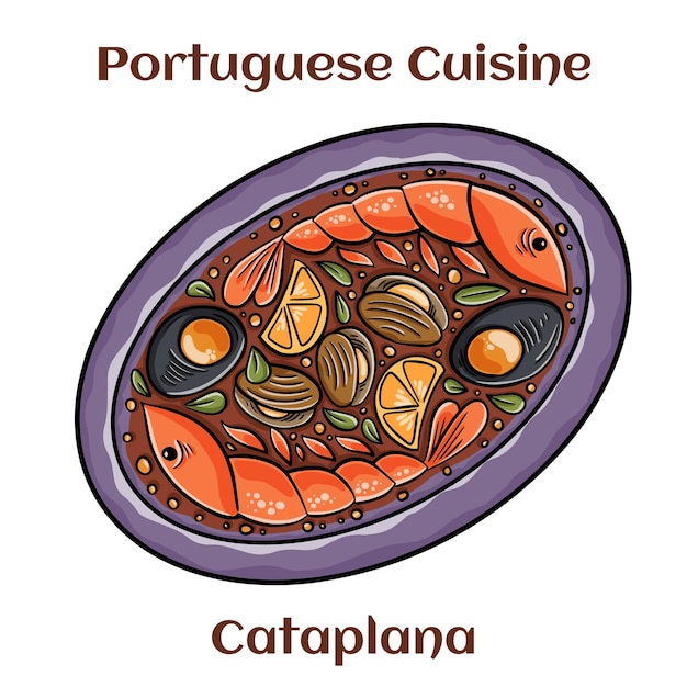 랍스터 새우 홍합 등을 곁들인 Cataplana 포르투갈식 해산물 요리