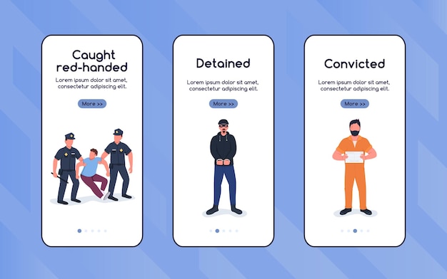 Catch criminals onboarding mobile app screen flat template